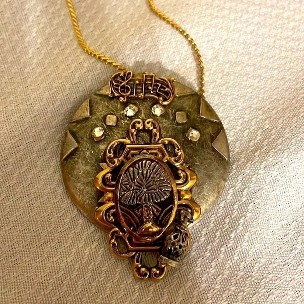 women’s necklace pendant broach pin Charleston inspired silver gold tone